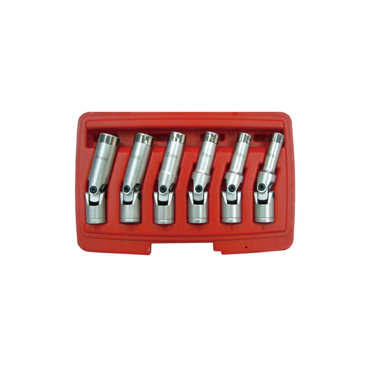  6PC 3/8"DR.JOINTED GLOW PLUG SOCKET SET (WITH CLIP)